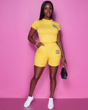 2 Piece Yellow "CC" Short Set