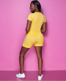 2 Piece Yellow "CC" Short Set